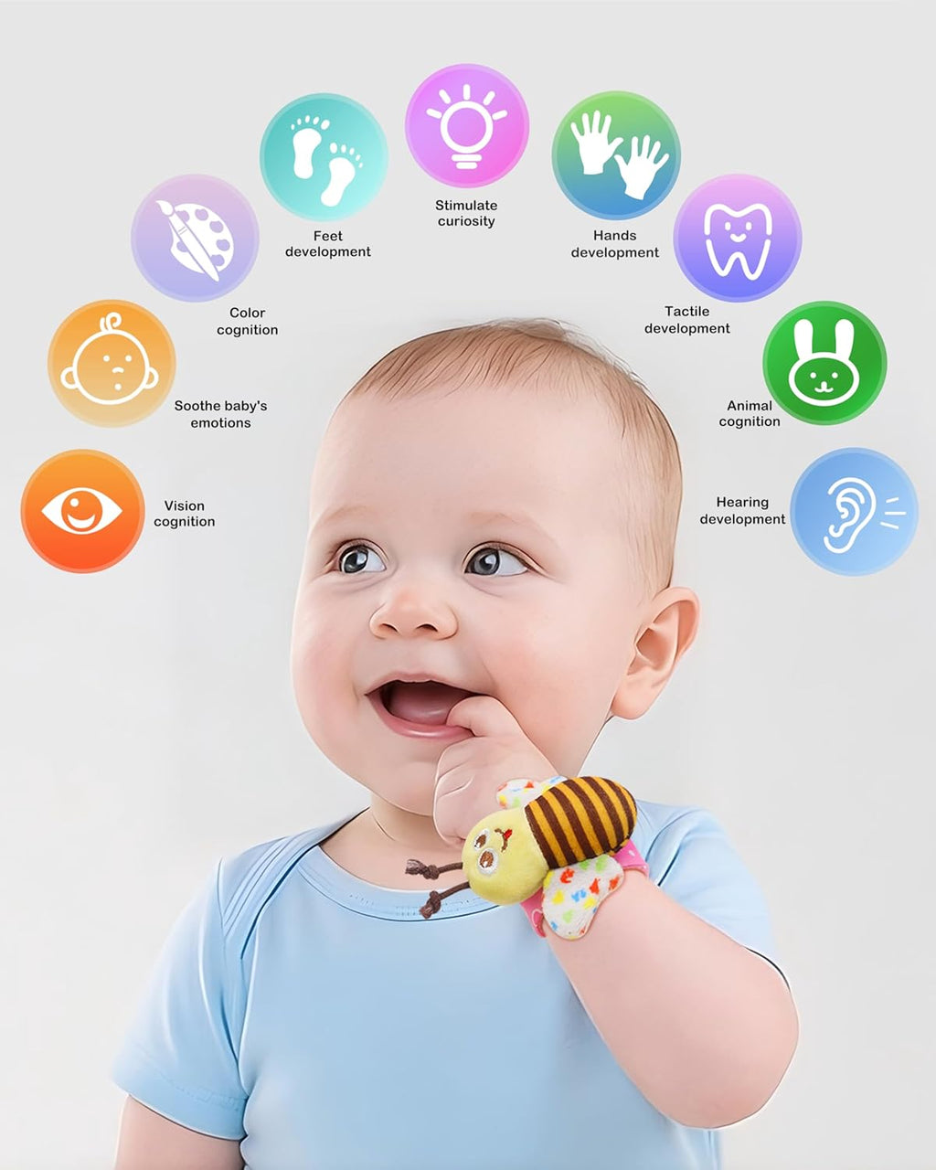 Wrist Rattle Socks and Foot Finder Set, Infant Girl Boy Toys for Babies 0-36 Months, Newborn Hand & Foot Toys for 0 to 3 Years, Baby Shower Gifts Set Mother'S Day Gift