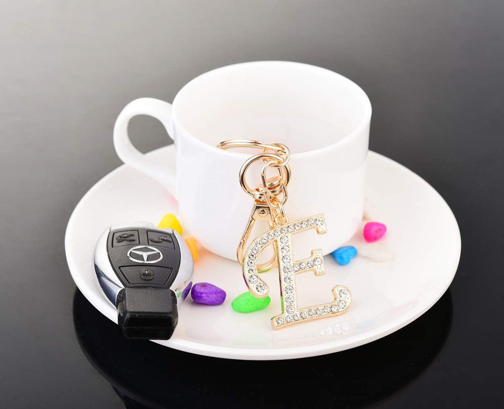 Keychain for Women Purse Charms for Handbags Crystal Alphabet Initial Letter Pendant with Key Ring