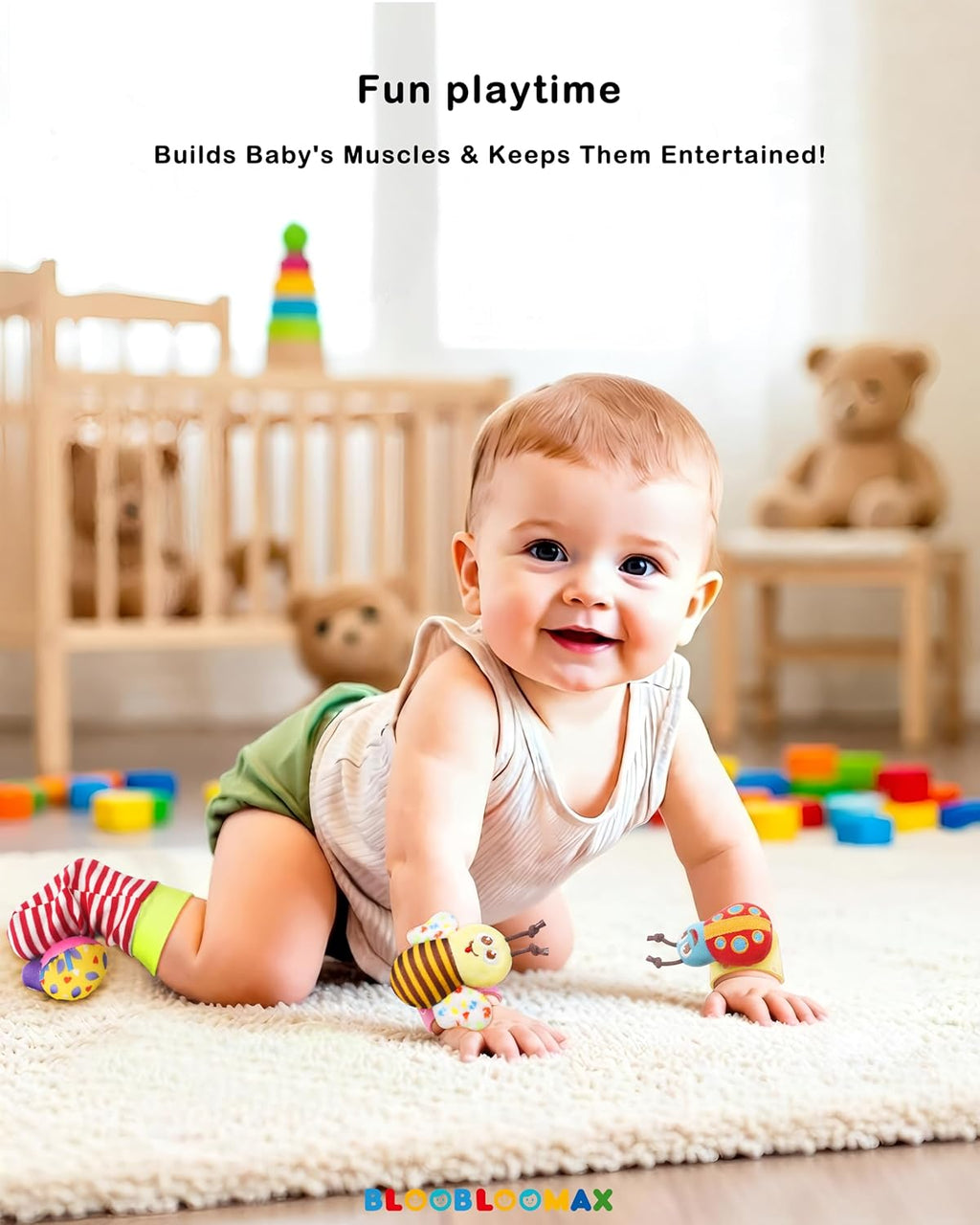 Wrist Rattle Socks and Foot Finder Set, Infant Girl Boy Toys for Babies 0-36 Months, Newborn Hand & Foot Toys for 0 to 3 Years, Baby Shower Gifts Set Mother'S Day Gift