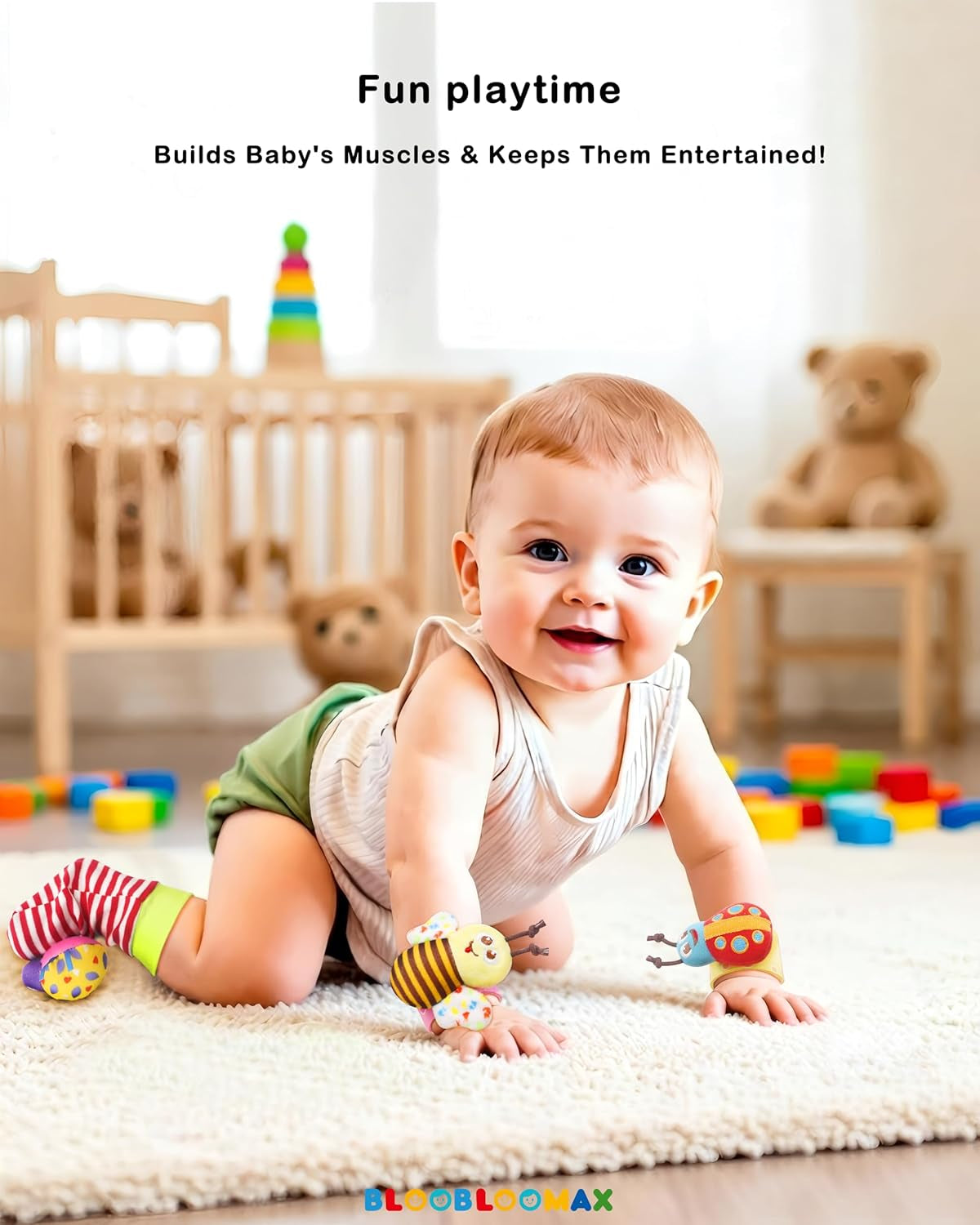 Wrist Rattle Socks and Foot Finder Set, Infant Girl Boy Toys for Babies 0-36 Months, Newborn Hand & Foot Toys for 0 to 3 Years, Baby Shower Gifts Set Mother'S Day Gift