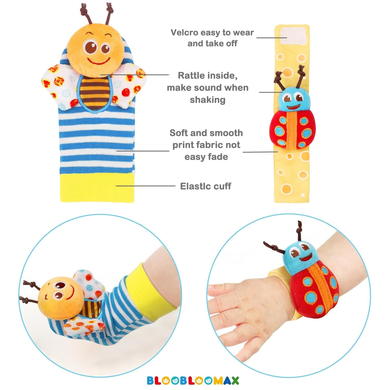 Wrist Rattle Socks and Foot Finder Set, Infant Girl Boy Toys for Babies 0-36 Months, Newborn Hand & Foot Toys for 0 to 3 Years, Baby Shower Gifts Set Mother'S Day Gift