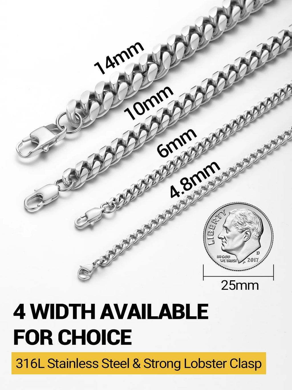 Bracelet for Men Chunky Cuban Bracelet 14MM 7.5 Inch Stainless Steel Chain Bracelet Mens Birthday Valentines Day Jewelry Gifts for Him Dad Adults Age