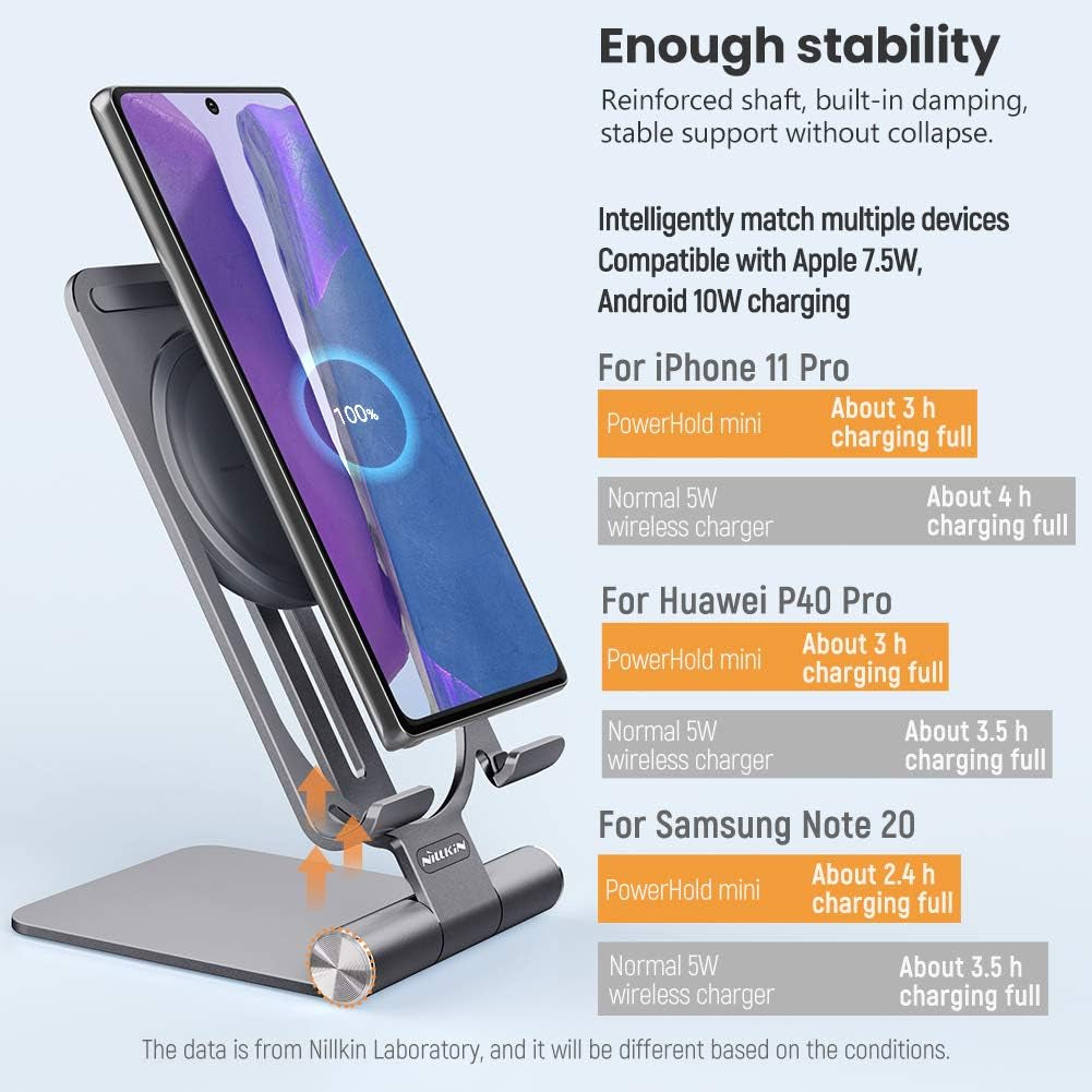 For Samsung S21 Ultra Wireless Charger Stand 15W/7.5W  Aluminum 2 in 1 Wireless Charging Station Dock Pad for Iphone 12 Pro Max/11 Pro Mas/Xs Max for Samsung S21 Note 20 Ultra (Grey)