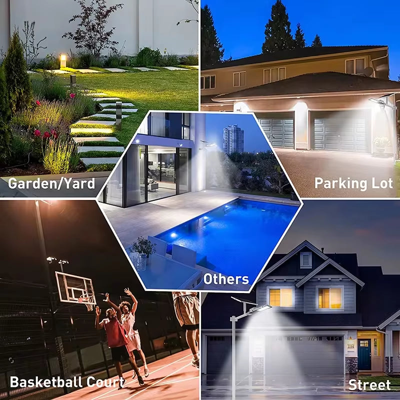 200W Powerful Solar Light Outdoor Solar Street Light 6000Mah Waterproof Automatic Dusk to Dawn Street Light for Garage Garden