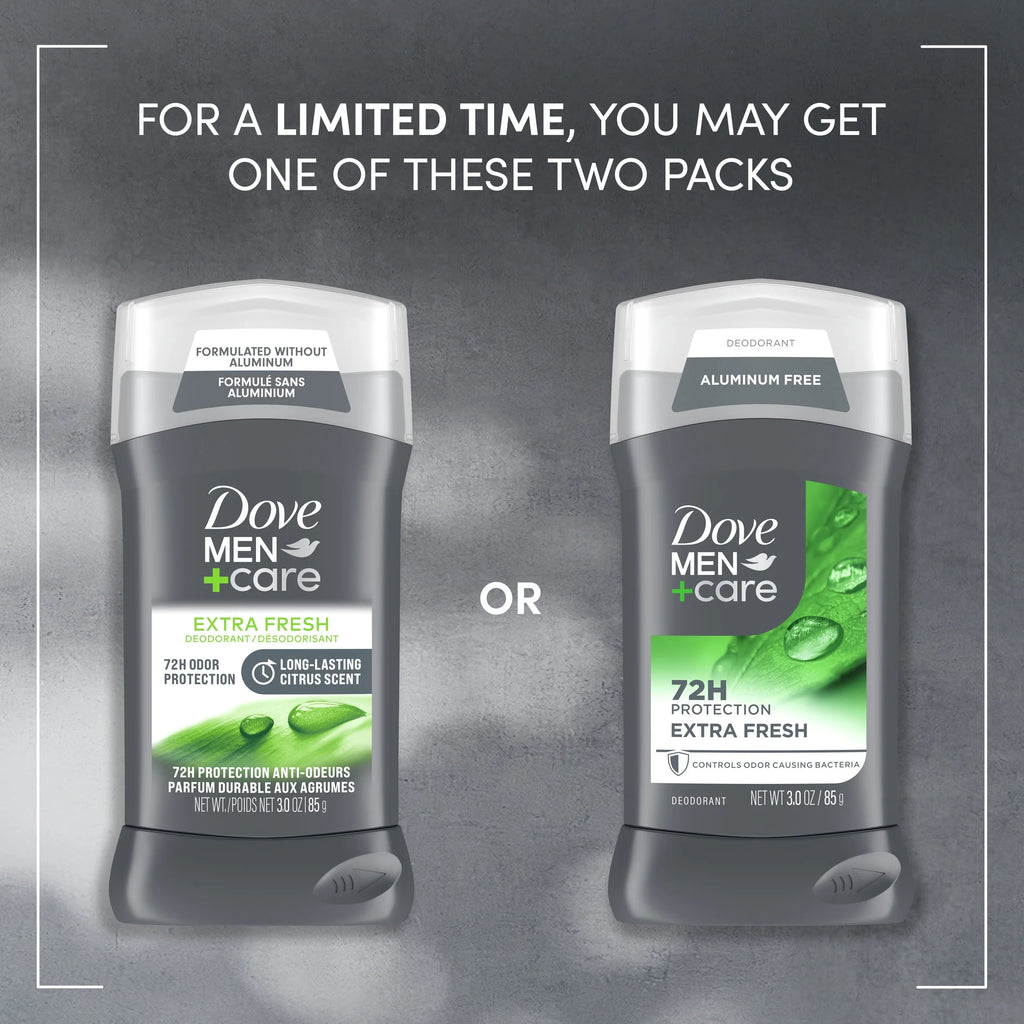 Deodorant Stick for Men Extra Fresh Aluminum Free with Moisturizing Cream, 3 Oz