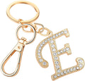 Keychain for Women Purse Charms for Handbags Crystal Alphabet Initial Letter Pendant with Key Ring