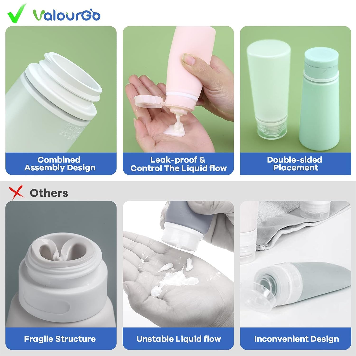 Travel Bottles for Toiletries Tsa Approved Travel Size Containers BPA Free Leak Proof Travel Tubes Refillable Liquid Travel Accessories for Cosmetic Shampoo and Lotion Soap for Travel, 4Pcs