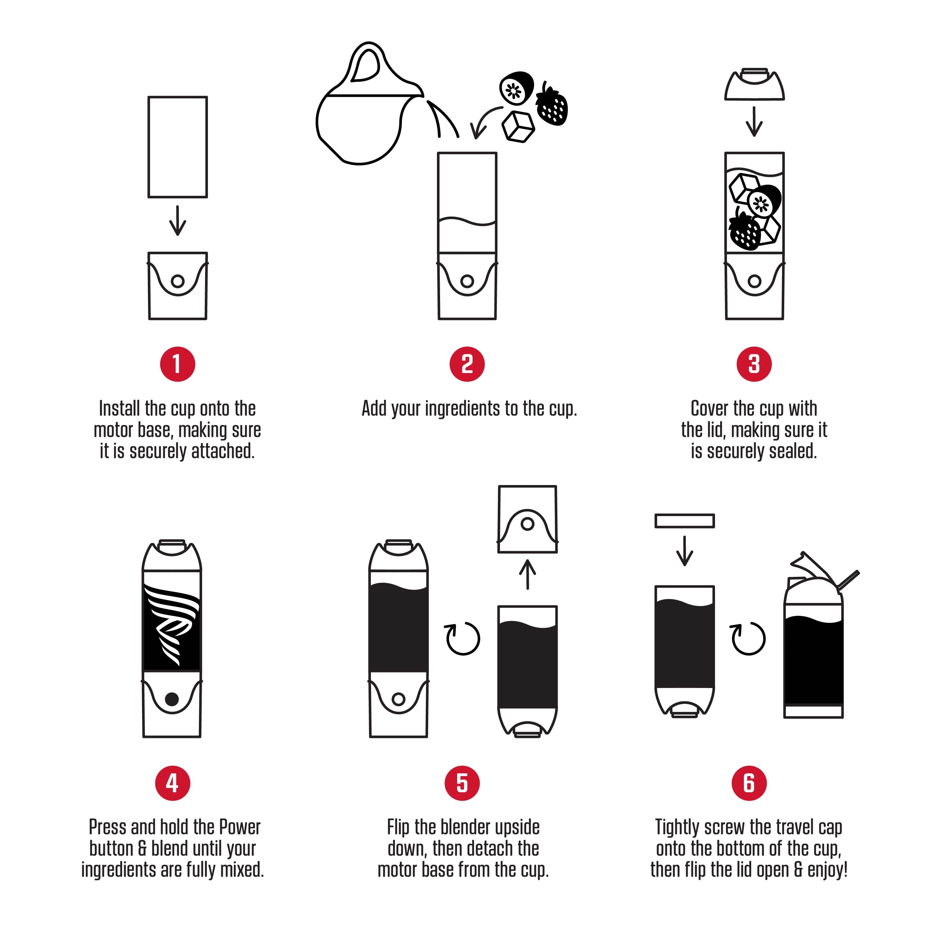 Rocket Electric Smoothie Blender Bottle, Rechargeable Portable Personal Blender, 18Oz., Black