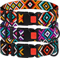 Purple Geometric Dog Collar, Pet Collar for Small Medium Large Dogs or Puppies with Quick Release Buckle, Yellow Orange Pattern, Adjustable Nylon (Teal, Neck Fit 12"-16")