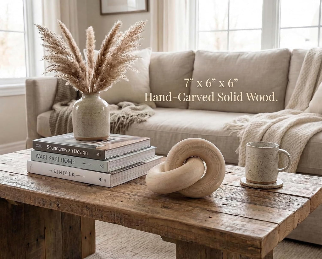 Coffee Table Decor Book Shelf Decor Accents Home Decor Console Table Decorative Items Living Room Wood Knot Decor Chain Link Decorations Beige