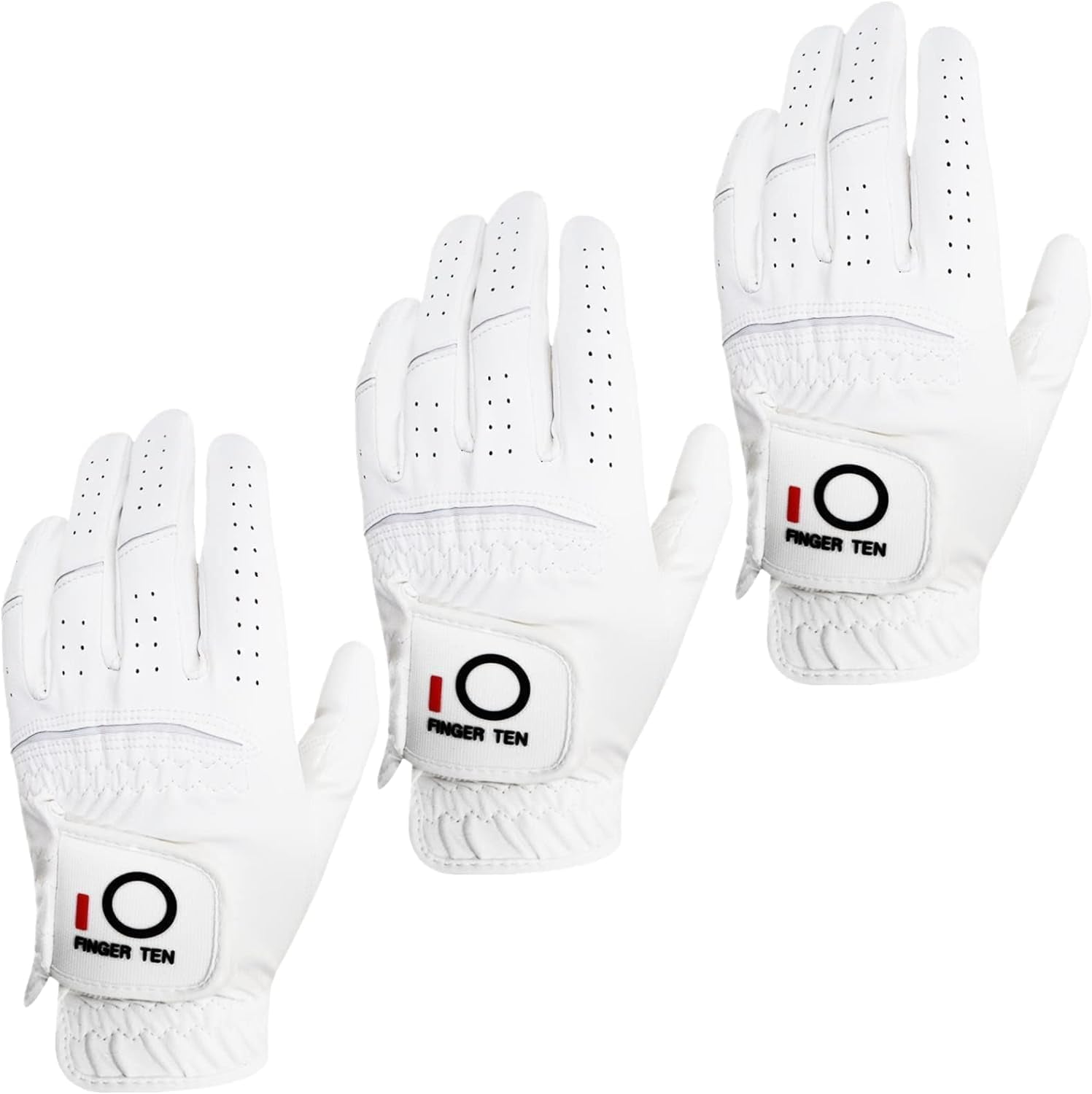 All Weather Grip Golf Gloves Men Value 3 Pack for Right Handed Golfer, Hot Wet Rain Grip & Comfort Soft Glove for Premium Performance, Colors White Black Blue Sizes S M L XL